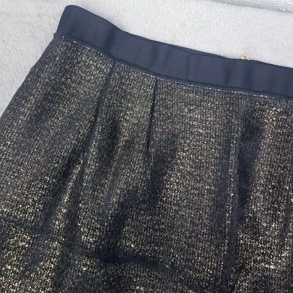 LOFT Womens Gold Black Lace Lined Wool Blend Skirt - Picture 2 of 14